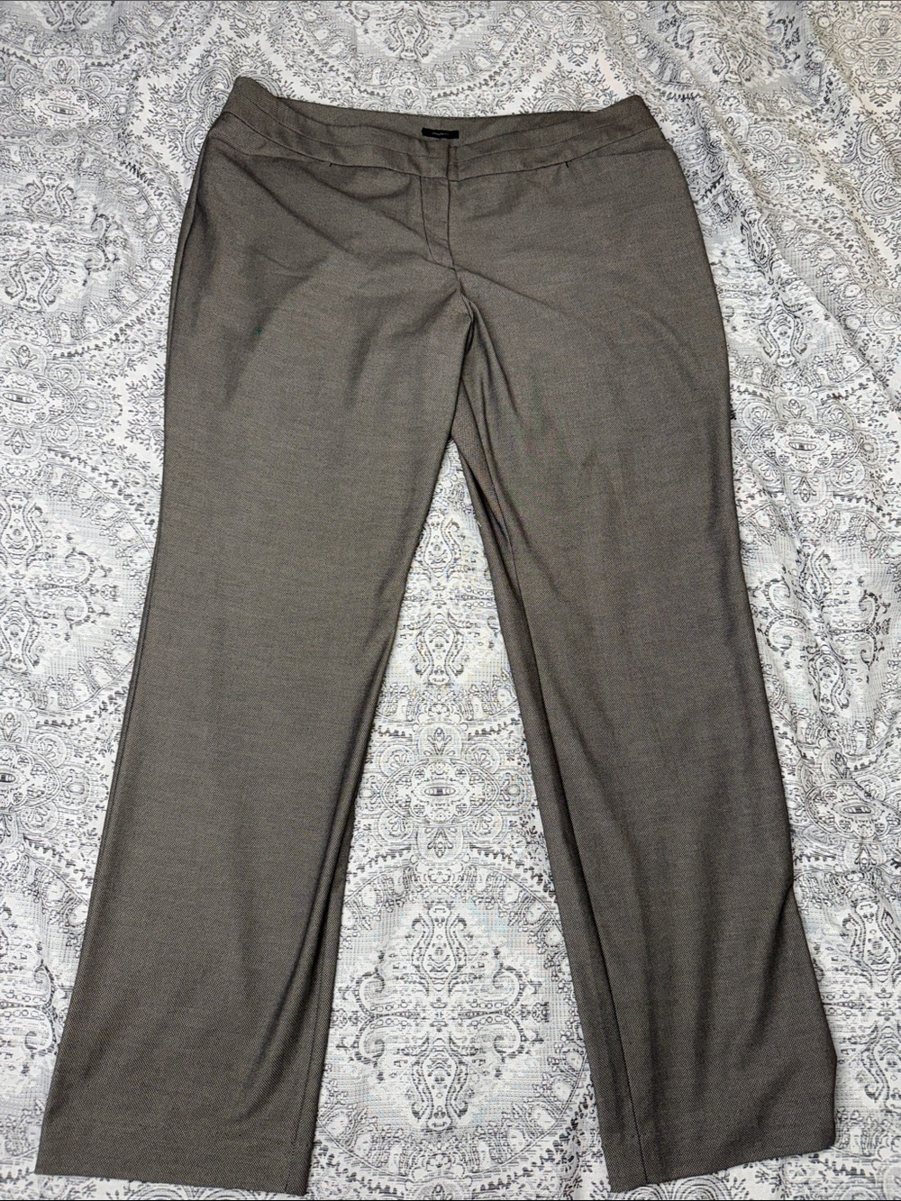 Gray & Tan Worthington Patterened Straight-Leg Dress Pants - 18